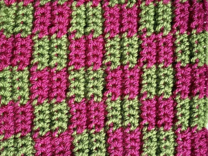 pink and green crochet squares