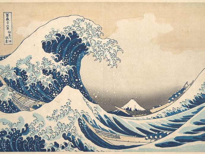 The painting "the great wave at kanagawa" by Japanese artist Hokusai