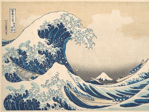 The painting "the great wave at kanagawa" by Japanese artist Hokusai